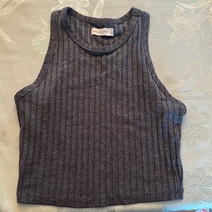 Grey cropped tank top Abercrombie & Fitch
